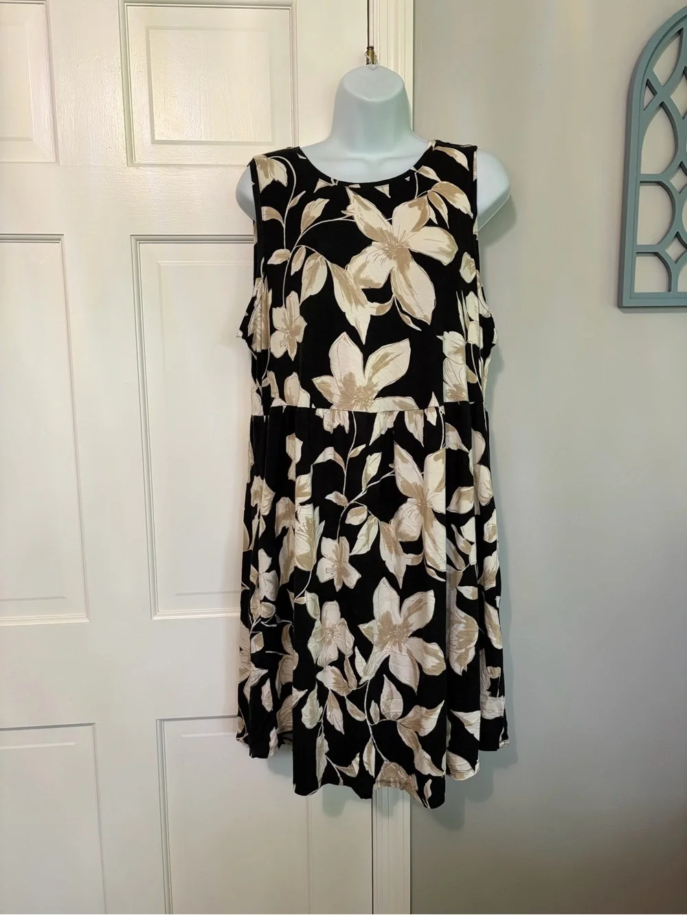 Maurices Black Mini Dress with Cream Floral Print
